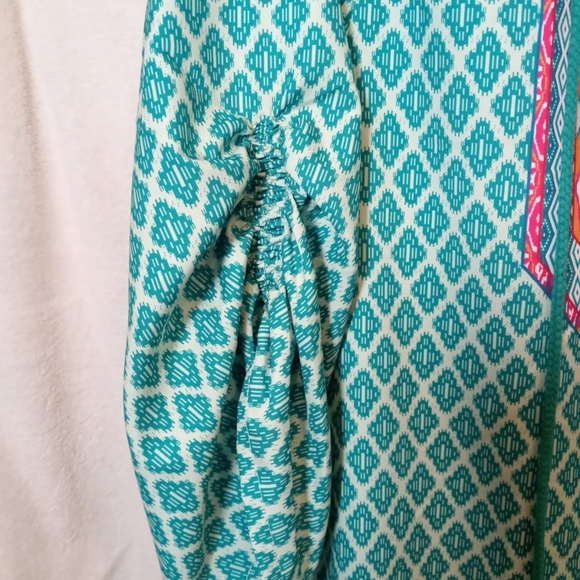 Urban Coco | Classic Bohemian Turquoise Print Dress XL - Picture 8 of 11